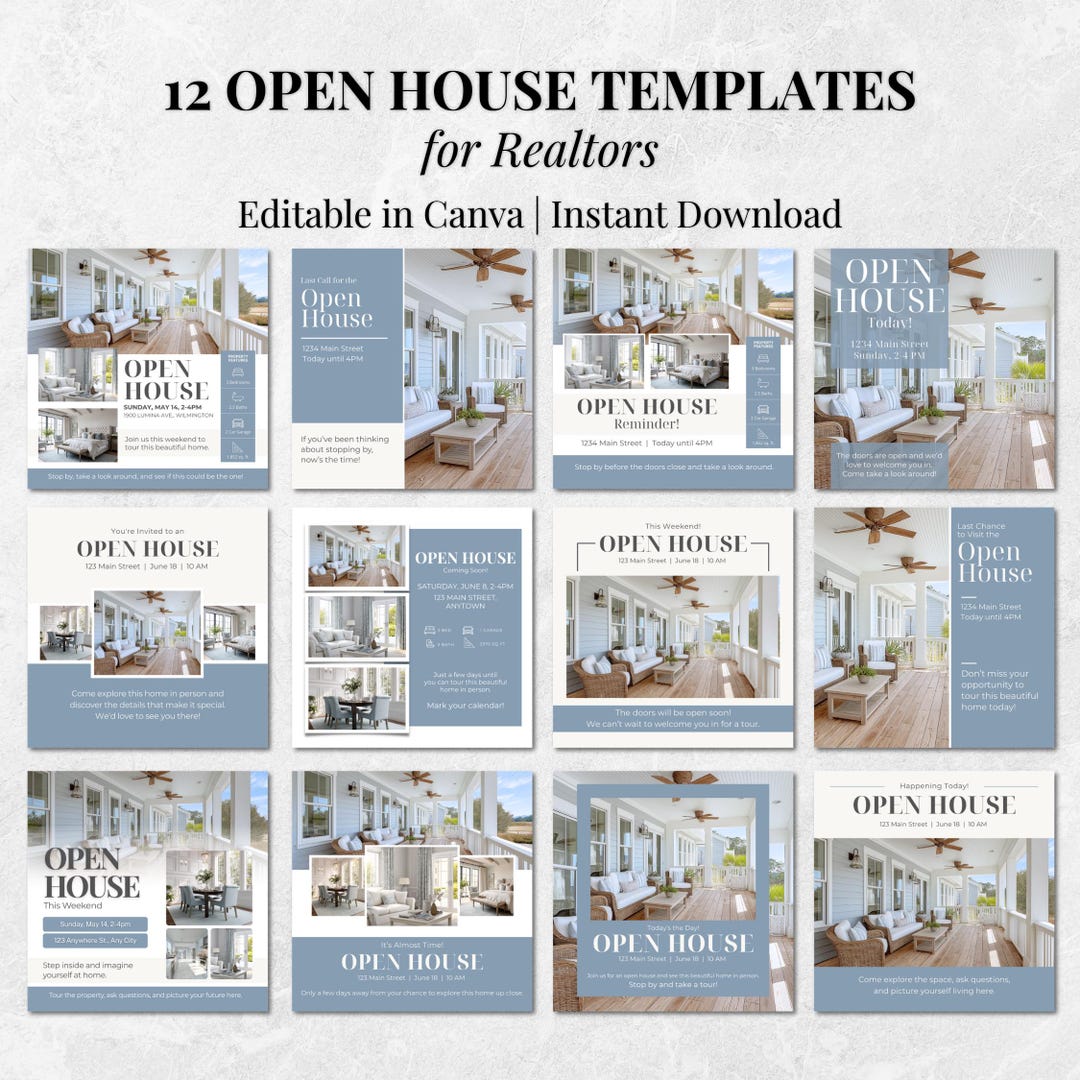 Open House Instagram Templates for Realtors | Real Estate Social Media ...