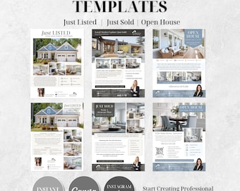 Realtor Flyer Canva Templates (36) | Just Listed, Just Sold, Open House Flyers | Real Estate Marketing Templates for Realtors