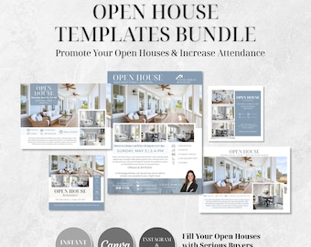 39 Open House Realtor Templates | Flyers, Postcards, Social Media Canva Templates | Real Estate Marketing Kit