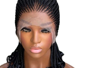 Aisha All Back Braided Wig Curly Tips Glueless Full Lace Handmade