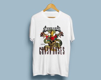 Camiseta de gira en vivo, camiseta de culto de los 90, póster de metal rock, Metallica, Guns N' Roses, Faith No More, Estados Unidos
