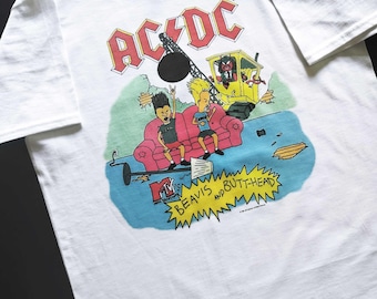 Camiseta de culto de los 90, MTV, música, televisión, hard rock, Beavis y Butthead, Ac Dc, rock and roll de sofá, heavy metal