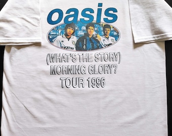 Camiseta Oasis, ¿Cuál es la historia de la gira Morning Glory?, camiseta de culto en vivo de los 90, álbum Manchester City, You Are My Wonderwall, brit pop, Inglaterra, británico