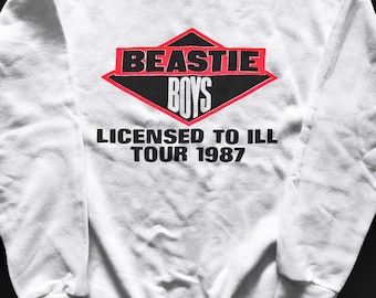 Sudadera de cuello redondo de Beastie Boys, gira Licensed to Ill, camiseta de culto de los 80, rap, metal, hip hop, suéter de la ciudad de Nueva York, sudadera con álbum