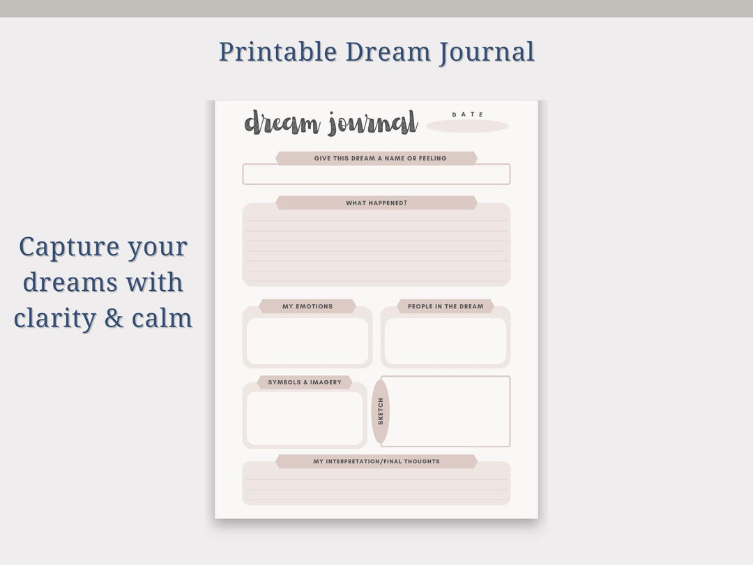 Dream Journal Printable Minimalist Dream Log Dream Interpretation ...