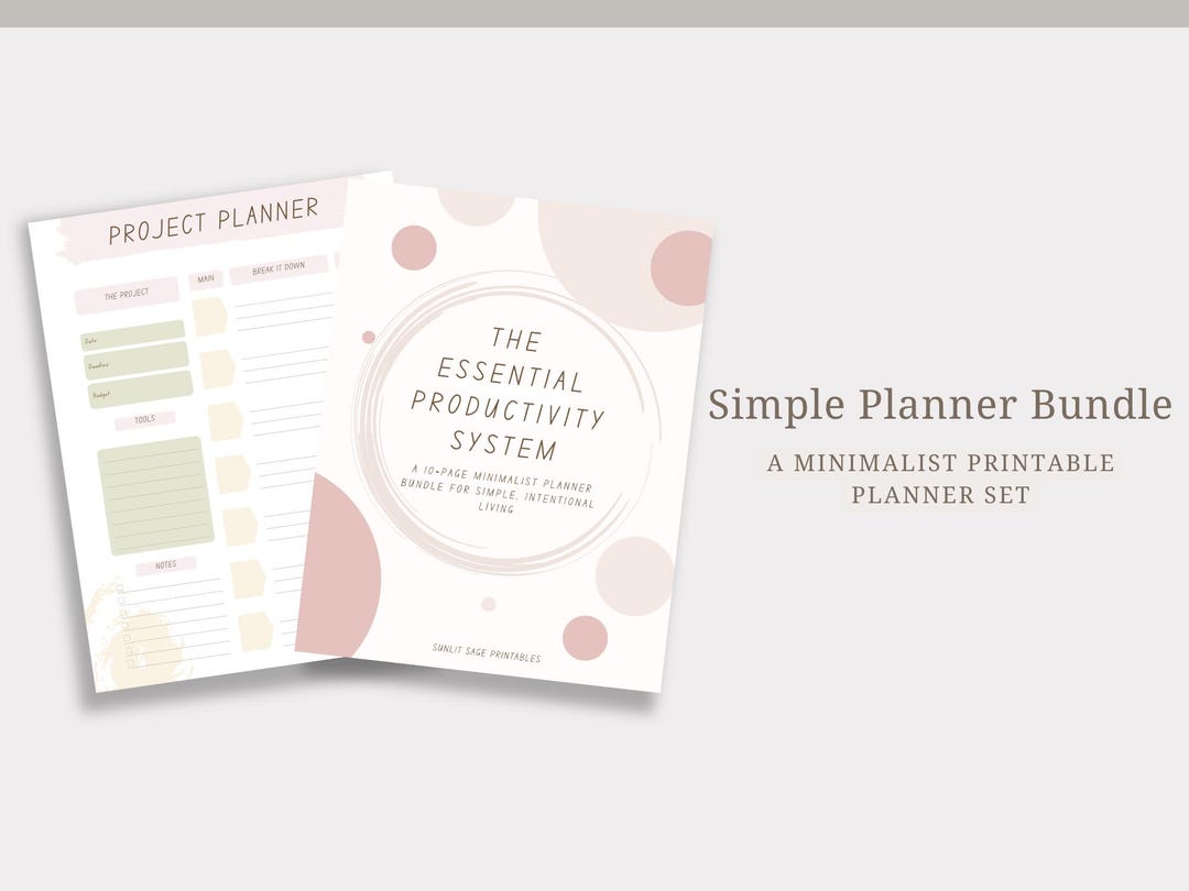 The Essential Productivity System: A Minimalist Printable Planner Set ...