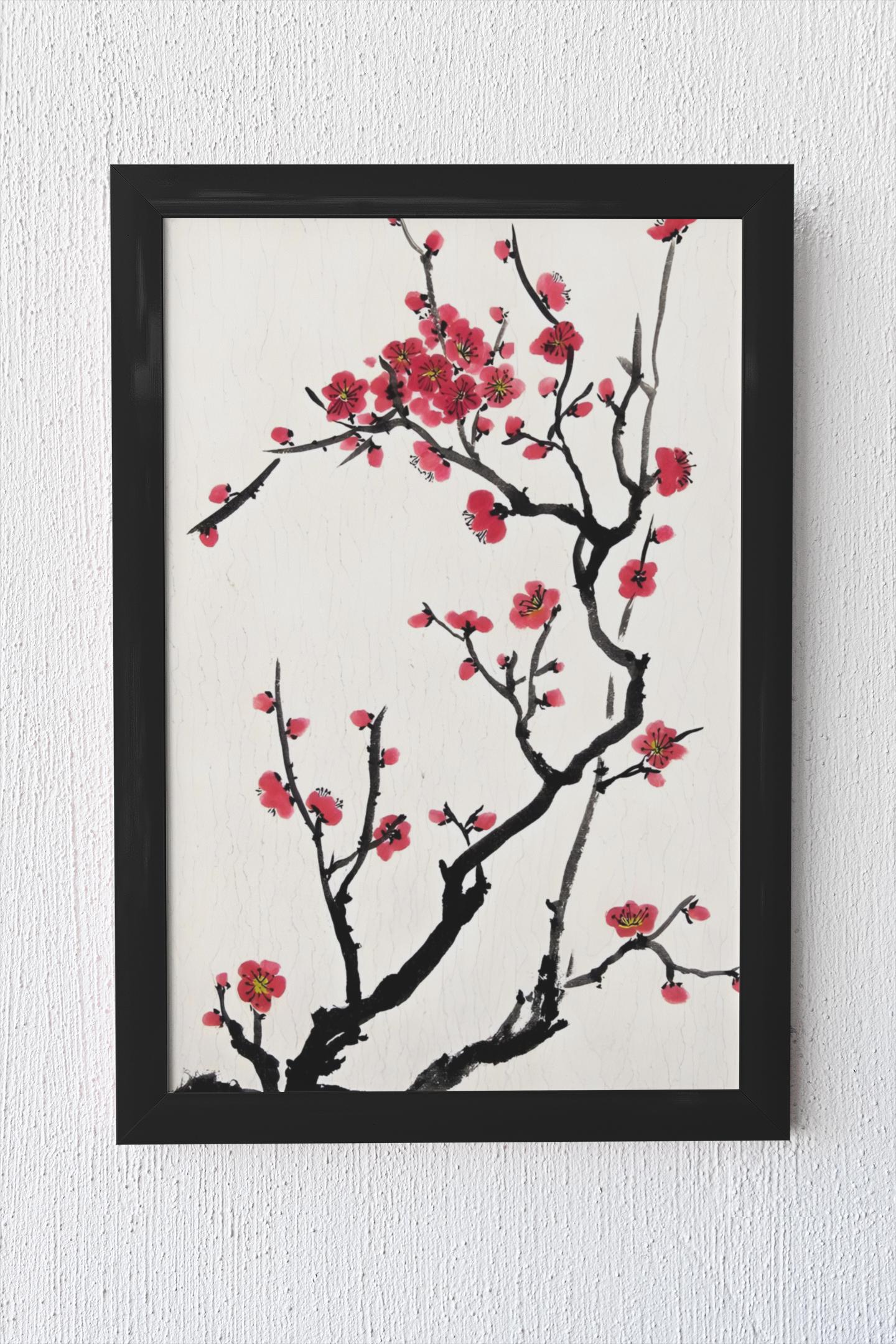 Japanese Cherry Blossom Wall Art | Minimalist Sakura Poster | Pink ...