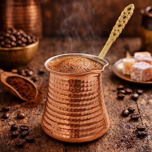 Cafetière turque en cuivre martelé faite main, cezve arabe grec traditionnel
