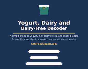 Yoghurt- en zuivellabeldecoder: pdf-gids met verborgen ingrediënten in gids voor alternatieve zuivelproducten en melk
