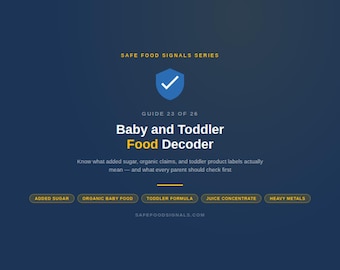 Etikettendecoder voedsel voor baby's en peuters — pdf-gids met verborgen ingrediënten in babyzakjes en peutersnacks