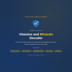 Vitamins and Minerals Food Label Guide Printable — Hidden Additives in Fortified Foods Cheat Sheet PDF