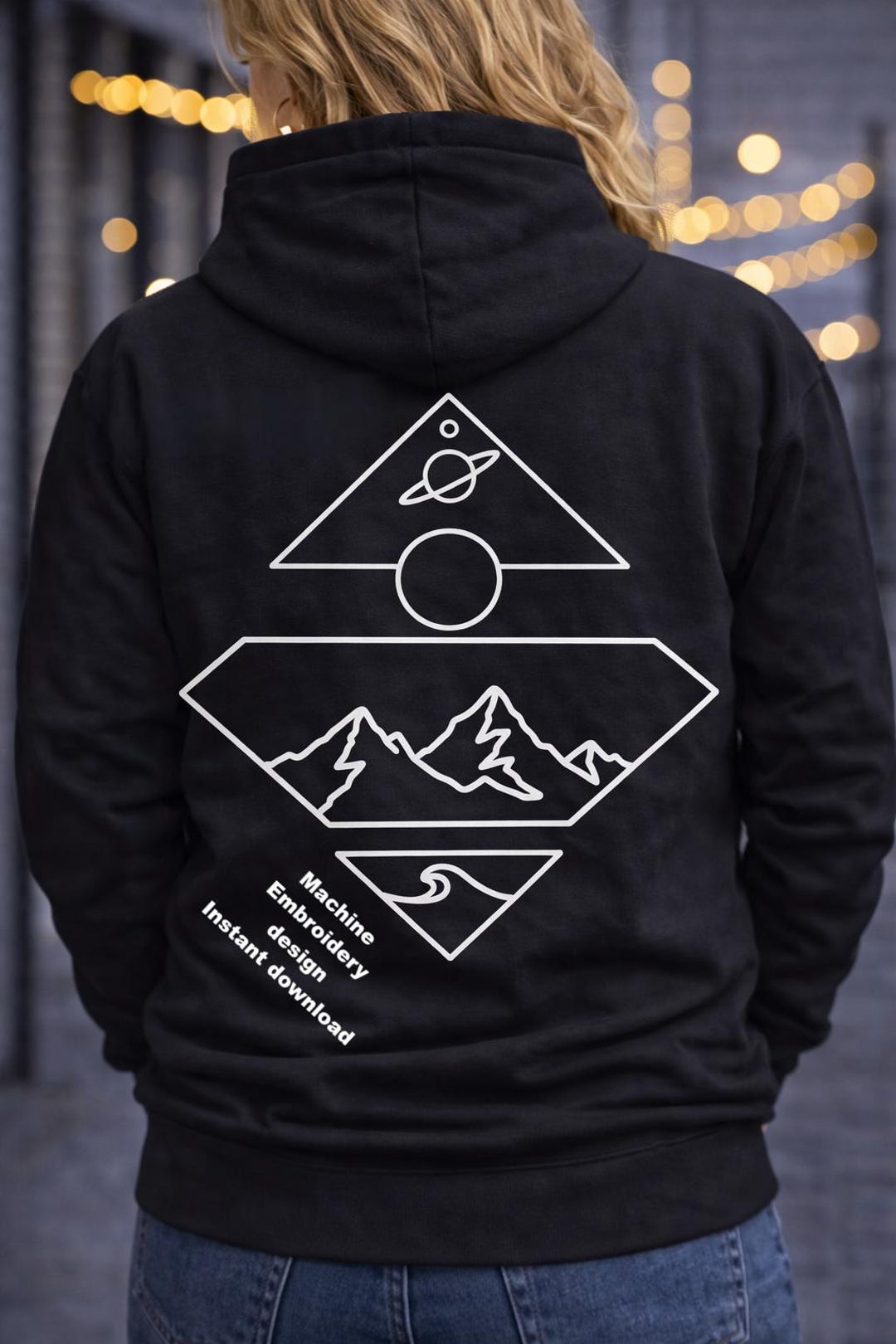 Adventure Embroidery Design, Geometric Mountain Machine Embroidery ...