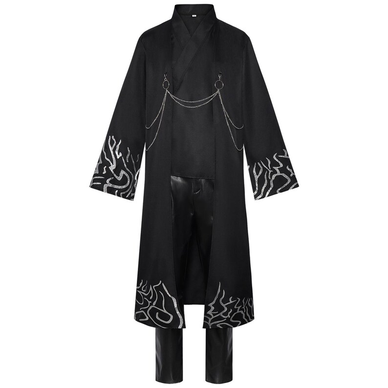 Villian Robe K-pop Demon Hunter Villain Cosplay Costume, Black Robe Pants Set, Movie ...