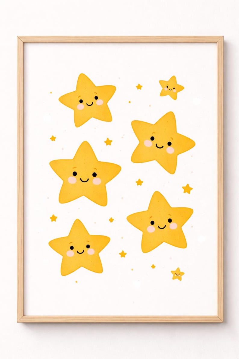 Nursery Wall Art Set Sun Moon Stars Printable, Kids Room Decor, Neutral ...