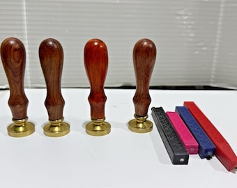 Lote de sellos de cera con mango de madera, diseño de gato y conejo, 4 barras de cera para sellar.
