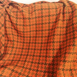 Vintage Pendleton Wool Blanket: Orange Brown Houndstooth Throw, 100% Virgin Wool MCM Cabin Decor image 7