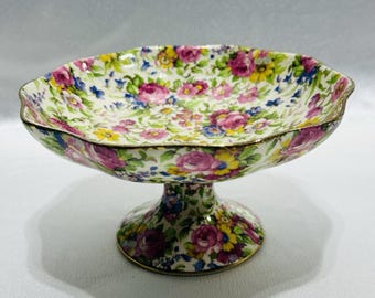 Plato para dulces con base de tela estampada Royal Winton Summertime Grimwades, Inglaterra