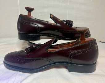 Zapatos de vestir de alta calidad Vintage Barrie Ltd 613 con borlas, color burdeos, talla 11D.