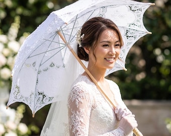 Handmade Cotton Lace Parasol Vintage Style Wedding Umbrella Photo Prop