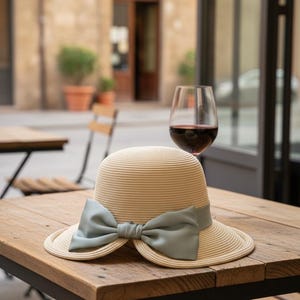 Kapelusz plażowy ze słomy z kokardą dla kobiet, z podwiniętym rondem, w stylu pasterskim, elegancki, letni kapelusz z ochroną przeciwsłoneczną, prezent wielkanocny, prezent urodzinowy dla niej