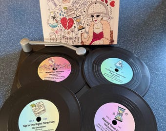 Juego de posavasos personalizados para discos de vinilo - Juego 1 - Inspirado en Barbara