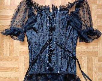 Corsé bustier negro estilo victoriano/gótico - Talla 36/S