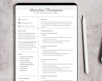 ATS-vriendelijke CV-sjabloon met gids voor het zoeken naar werk| CV-bundel voor eerstejaars | Pdf met loopbaangids | Sollicitatietoolkit | Sleutel 2 Word aangenomen