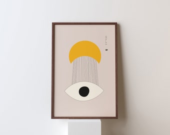 Minimal artwork print  'Awake and aware'. Minimal print, wall art.