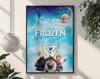 Frozen Movie Poster | Elsa, Anna, Olaf Wall Art | Kids Disney Room Decor | Princess Movie Print | Disney Gift Idea | Frozen Wall Art