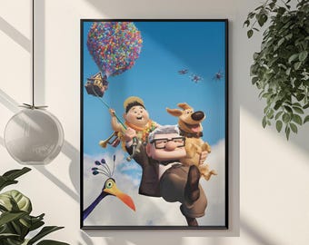 Up Movie Poster | Pixar Adventure Wall Art | Carl Fredricksen & Russell Balloon House Print | Cute Animated Film Room Decor | Kids Gift Idea