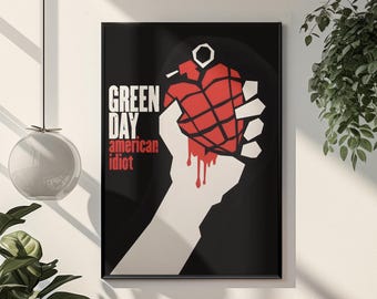 American Idiot Green Day Poster | Punk Rock Album Cover Print, Y2K Rock Band Wall Art, Boulevard of Broken Dreams Poster, Music Room Decor