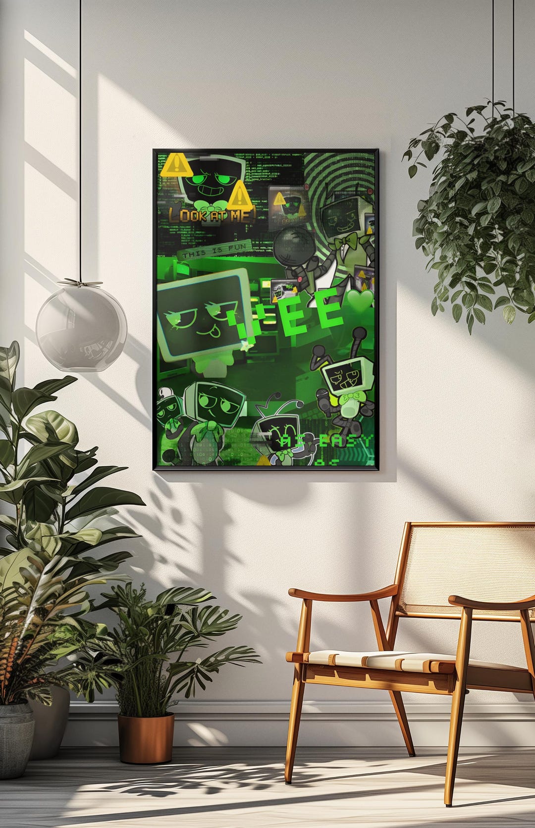 Vee Background Computer Vee Dandy’s World Poster | Indie Game Character Wall Art | Cute Green ...