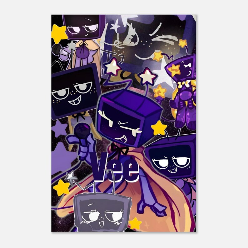 Dandys World Vee Collage Poster | Purple Aesthetic Gaming Wall Art ...