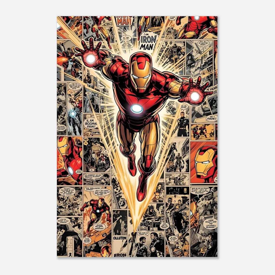 Iron Man Comic Poster | Marvel Superhero Wall Art | Vintage Comic Style ...