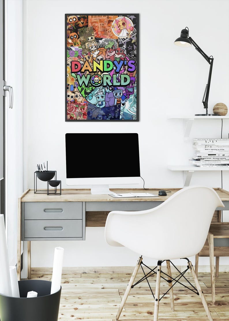Dandys World Collage Poster | Roblox Inspired Gamer Wall Art | Retro ...