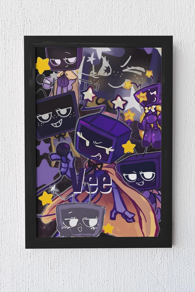 Dandys World Vee Collage Poster | Purple Aesthetic Gaming Wall Art ...