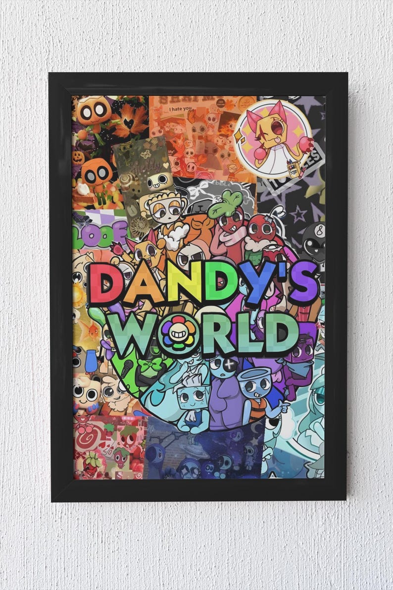 Dandys World Collage Poster | Roblox Inspired Gamer Wall Art | Retro ...