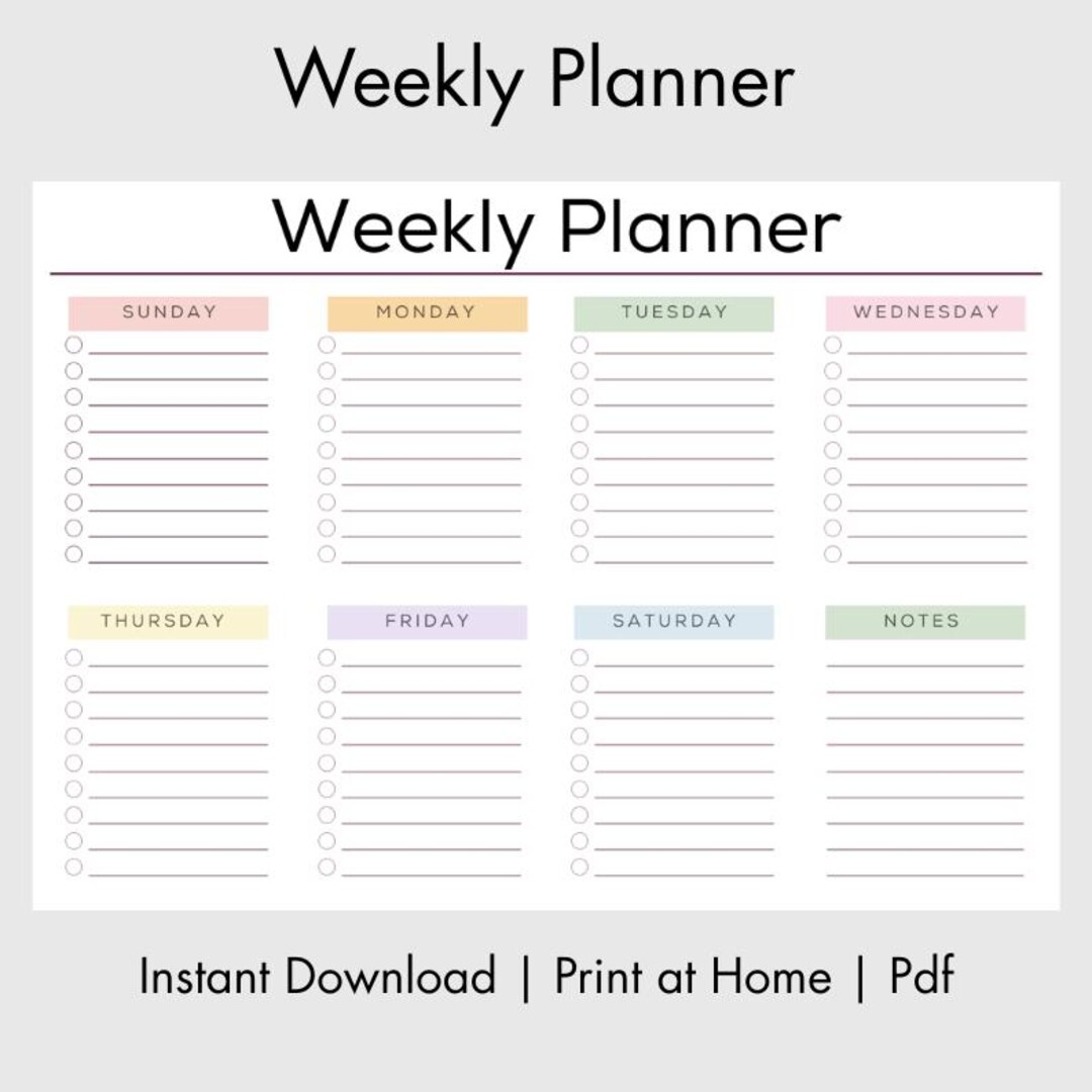 ADHD Weekly Planner Printable PDF Weekly to Do List Family Schedule ...