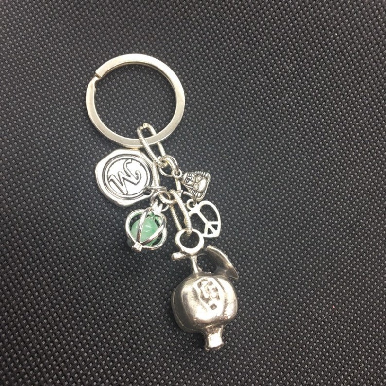 Pomegranate Personalized Keychain Yoga Key chain Etsy