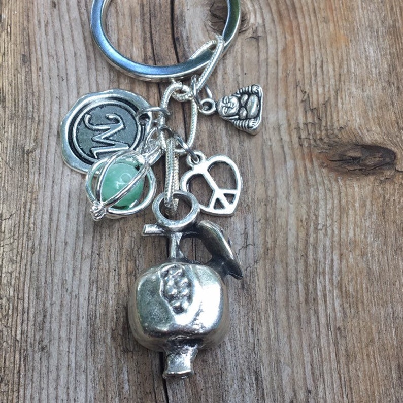 Pomegranate Personalized Keychain Yoga Key chain Etsy