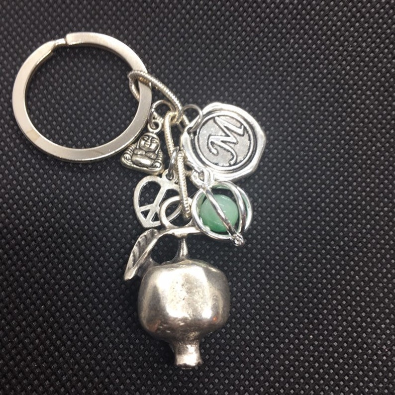 Pomegranate Personalized Keychain Yoga Key chain Etsy