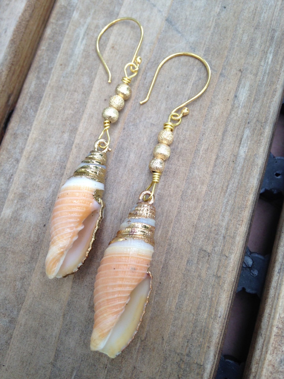 Real Seashell Earrings Long Conch Shell Natural dangles with Etsy