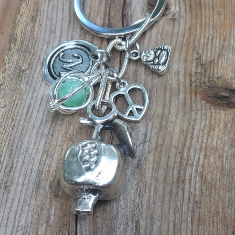 Pomegranate Personalized Keychain Yoga Key chain Etsy