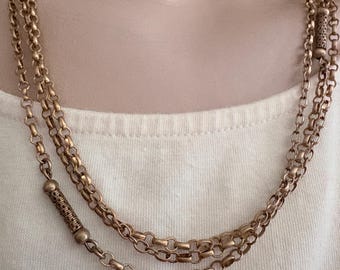 Freirich Vintage Guldfärgat Halsband 60” Långt Omlottkedja Lager Flersträngat Statementsmycken