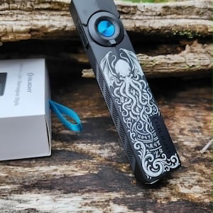 Olight ArkPro Flashlight – Custom Laser Engraved Cthulhu Edition | Natural White LED | Green Laser | UV Light | Rechargeable EDC