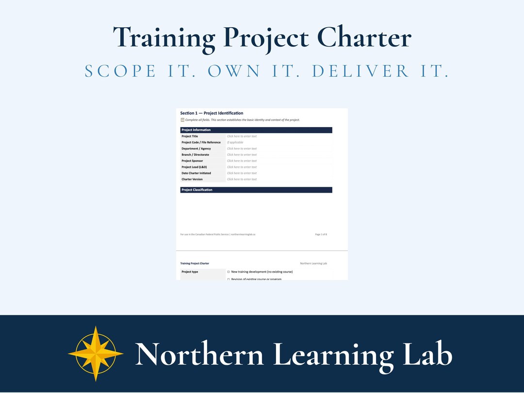 Training Program Charter Training Project Charter | L&D Template | Canadian Federal Public ...