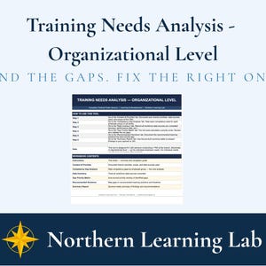 Analyse van trainingsbehoeften op organisatieniveau | TNA-tool | L&D-sjabloon | Canadese federale overheidsdienst | Excel-werkmap