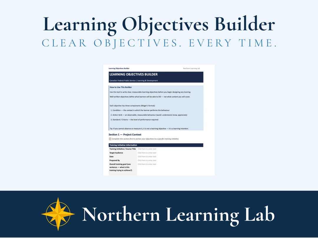 Learning Objectives Builder | L&D Template | Canadian Federal Public ...