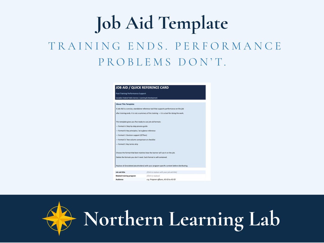 Job Aid Repository Job Aid Template | Quick Reference Card | L&D Template | Canadian ...