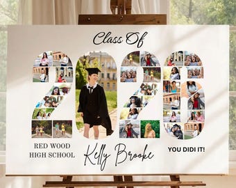 Plantilla de cartel de bienvenida con collage de fotos para la graduación de 2026, Clase de 2026, Exhibición de póster para fiesta, Regalo de graduación para estudiantes de último año, Pósteres para tablero de fotos